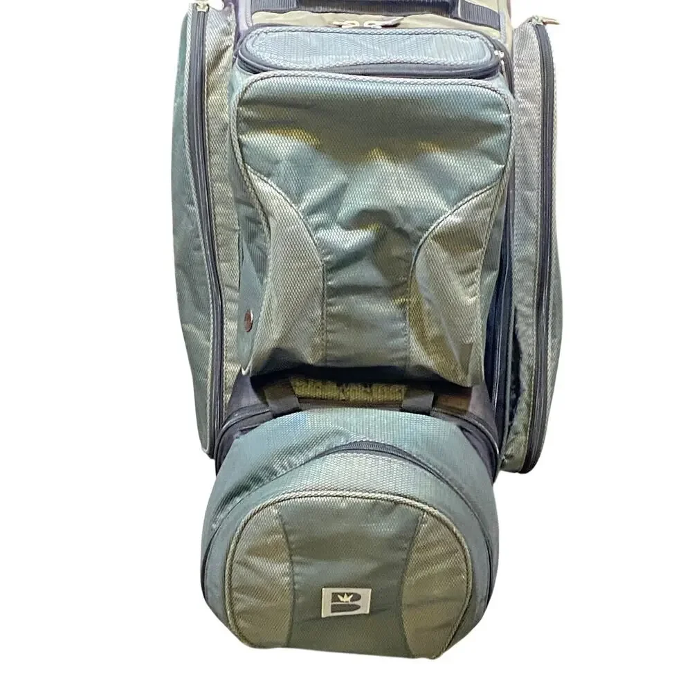 Brunswick Flash X Triple Roller Bowling Bag Grey Green 3 Ball Wheel Pull Handle